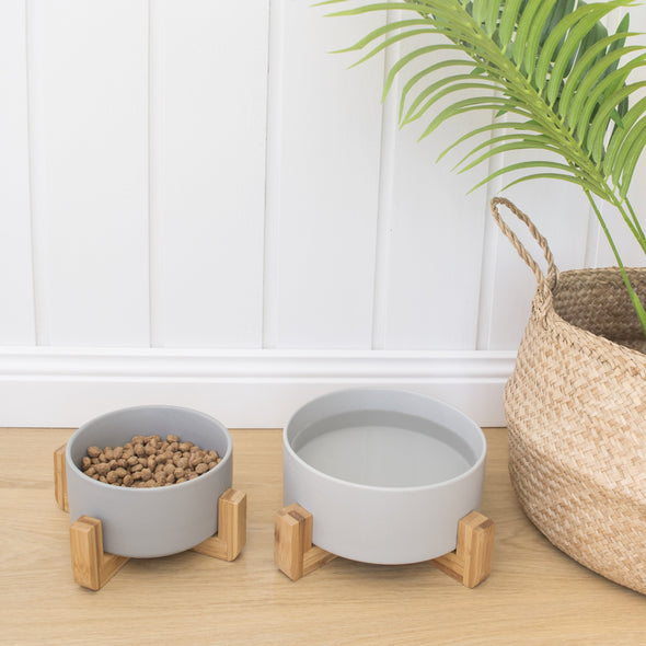 Ceramic Pet Bowl With Stand - Medium